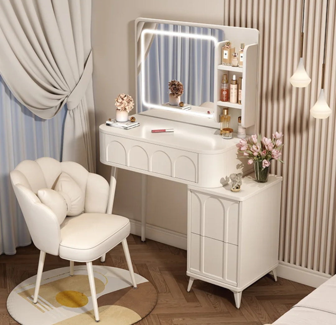 Vanity Dressing Table with LED Lighting  Elegant Makeup Table with Illuminated Mirror |  Perfect for Bedrooms, Dressing rooms, Walk in closets | 100*40*145cm (h)