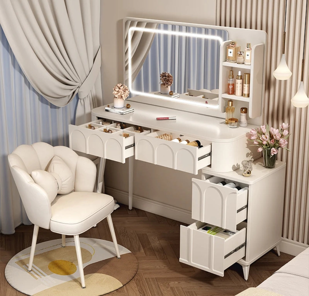 Vanity Dressing Table with LED Lighting  Elegant Makeup Table with Illuminated Mirror |  Perfect for Bedrooms, Dressing rooms, Walk in closets | 100*40*145cm (h)