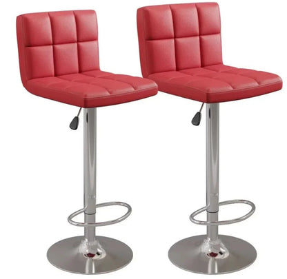 Red Leather Padded Counter Stool Set of 2, Modern Bar Stools | Ideal for kitchen counters, bars, and islands