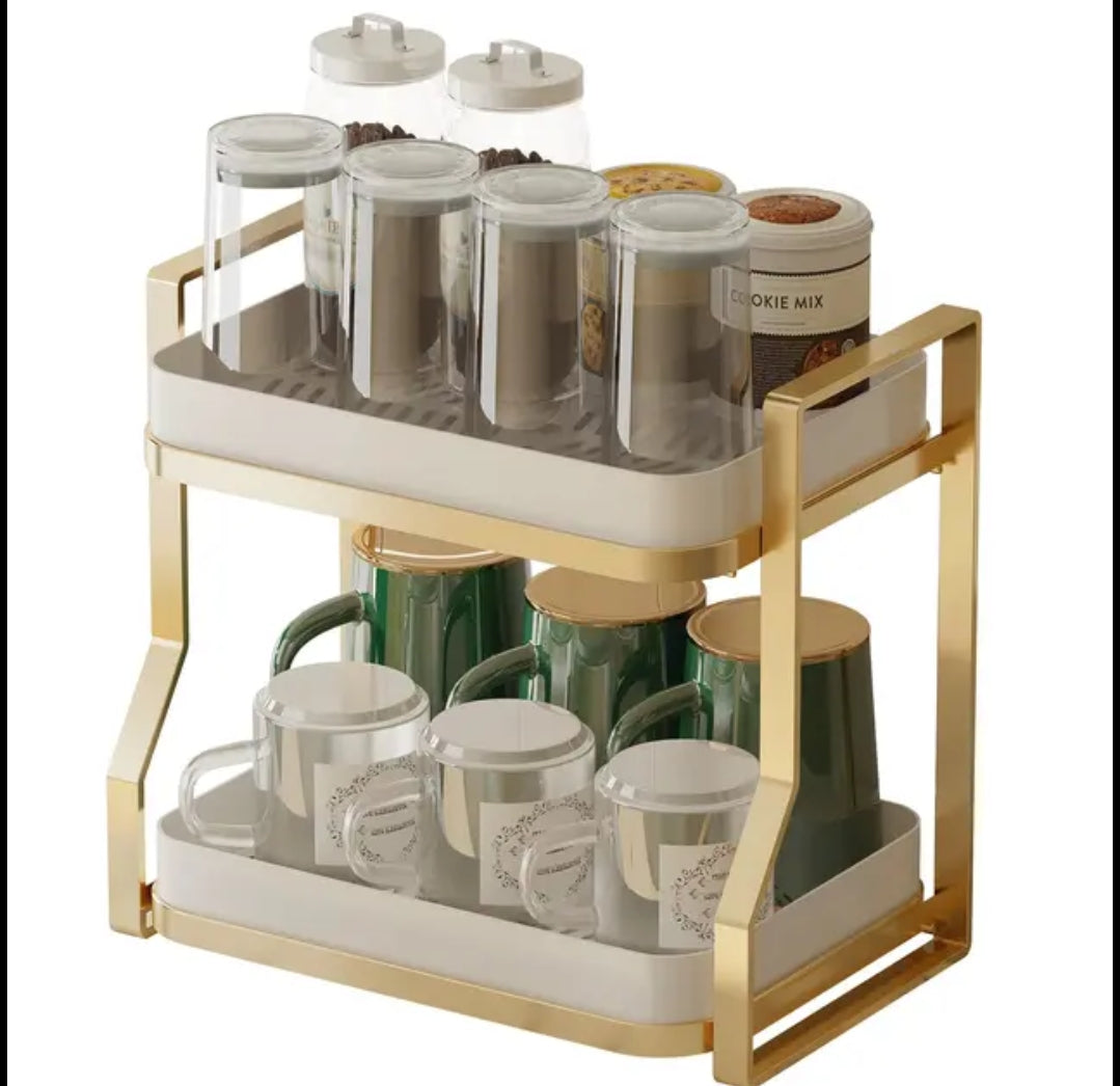 2Tier Drying Rack with Drip Tray  Multifunctional Standing Rack for Kitchen Organization