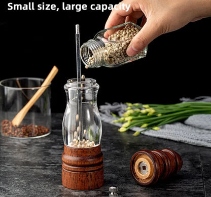 Large Pepper Grinder 23cm Bamboo & Glass Salt and Pepper Mill