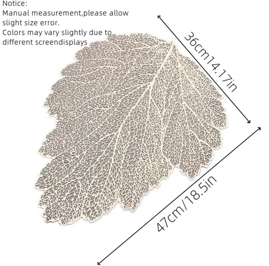 Nordic Leaf Table Mat  Stylish PVC Placemat for Dining & Home Decor.