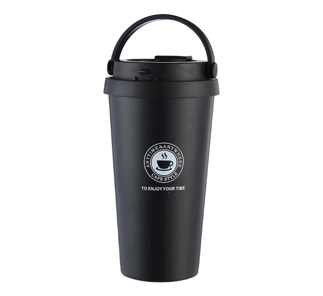 500ml Double Wall Stainless Steel Thermo Mug  Keeps Hot for 12 Hours, Available in Pink, Black, White, and Silver.