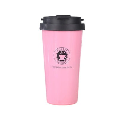 500ml Double Wall Stainless Steel Thermo Mug  Keeps Hot for 12 Hours, Available in Pink, Black, White, and Silver.