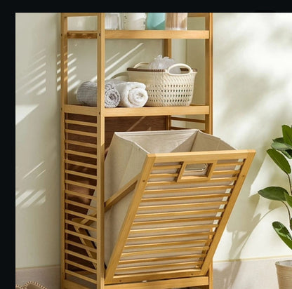 Bamboo Bathroom Organizer | Eco-Friendly, Multi Tier Storage Shelf for Toiletries and Towels |  40cm x 30cm x 95cm