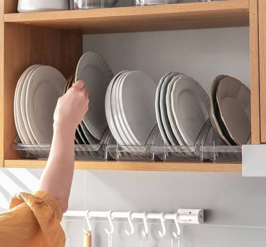 Dinner Plate Lid Storage Rack Durable, Transparent Organizer for Dishes and Lids, Space Saving Design for Kitchen and Cabinet| Countertop Shelf Rack Organizer|Drying Rack