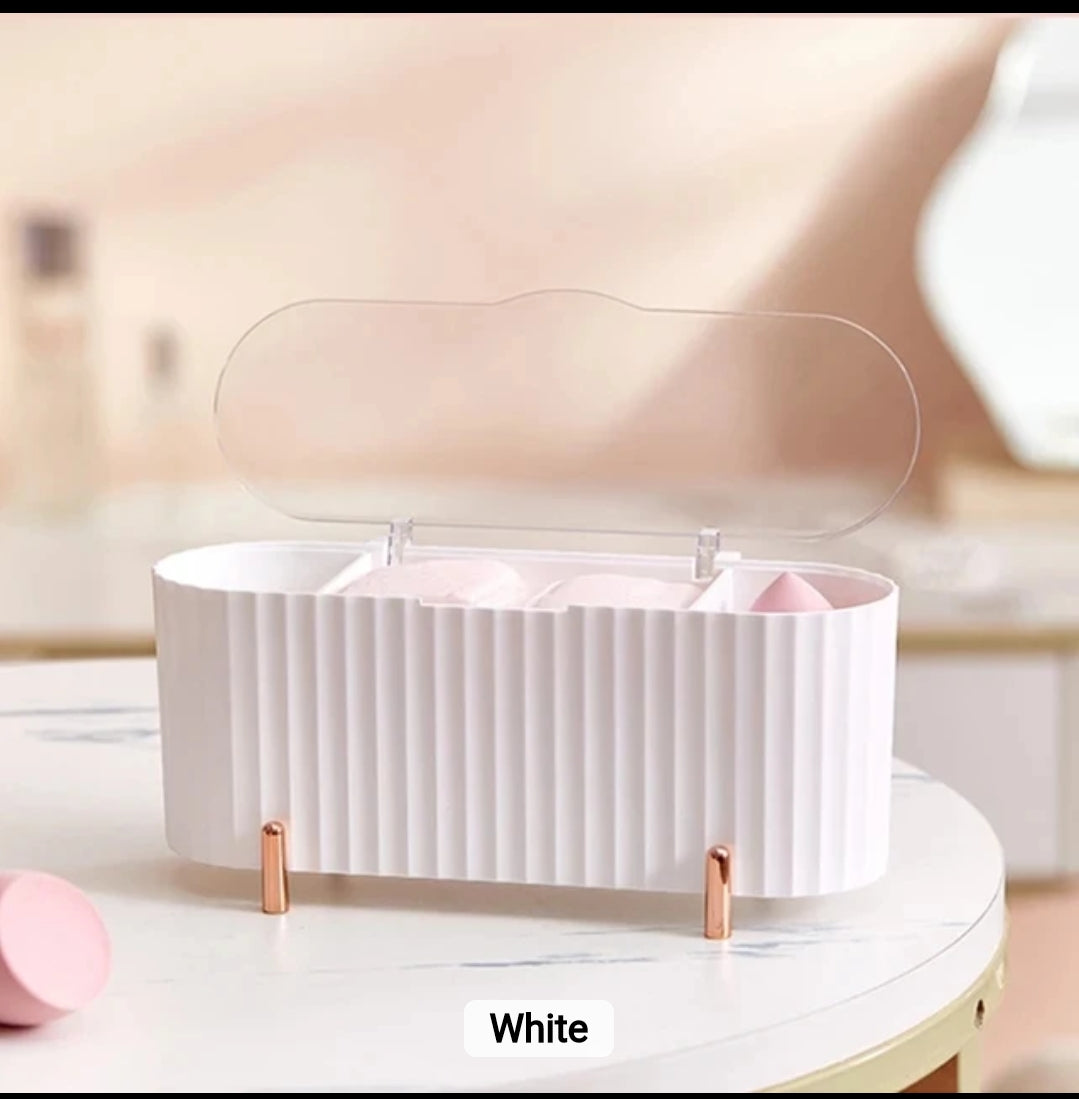 Cosmetics Storage Box | DustProof Makeup Organizer for Cotton Pads, Swabs, Beauty Egg Holder, Bathroom Jewelry Organizer