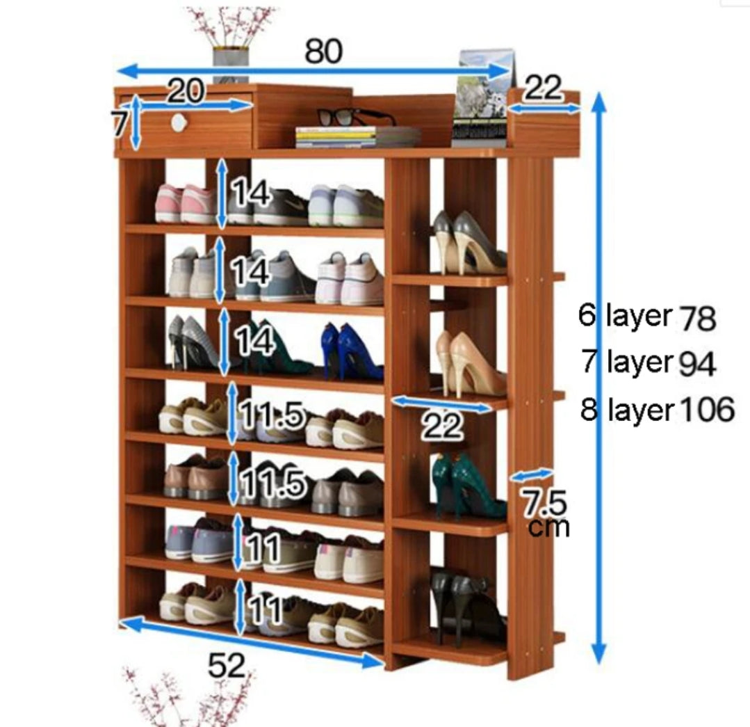 Multi layer Storage Organizer|Shoe Rack Dustproof & Space Saving with Heavy Duty Design (Dark Brown)