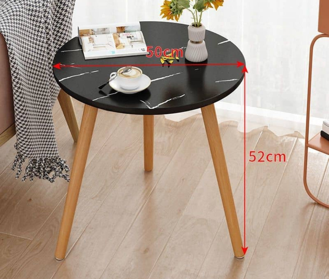 Nordic Style Round Coffee Table  Minimalist Black & White Side Table, Big Size 50x52cm