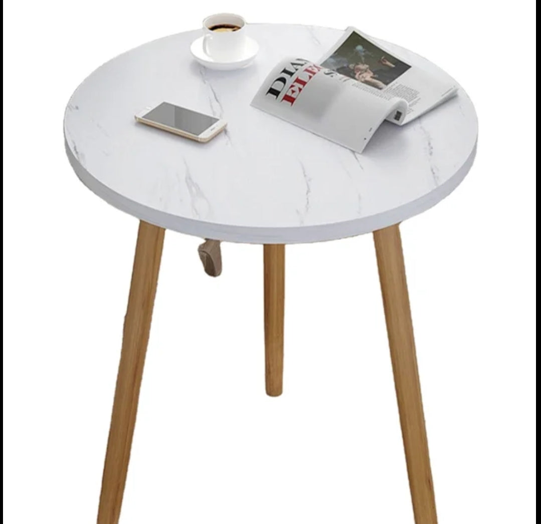 Nordic Style Round Coffee Table  Minimalist Black & White Side Table, Big Size 50x52cm