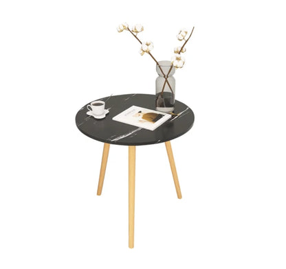 Nordic Style Round Coffee Table  Minimalist Black & White Side Table, Big Size 50x52cm