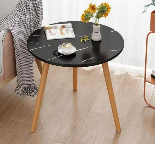 Nordic Style Round Coffee Table  Minimalist Black & White Side Table, Big Size 50x52cm