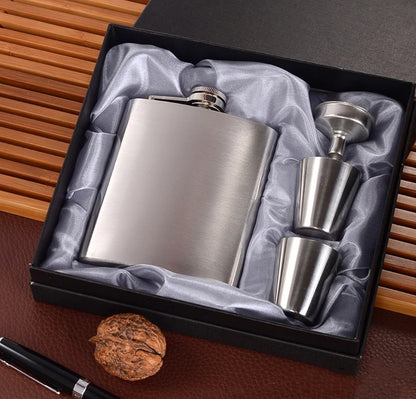 Stainless Steel Whiskey Flask with Two Tot Glasses 200ml Pocket Flask Set for Travel, Camping, and Outdoor Use (Silver)