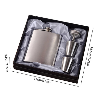 Stainless Steel Whiskey Flask with Two Tot Glasses 200ml Pocket Flask Set for Travel, Camping, and Outdoor Use (Silver)