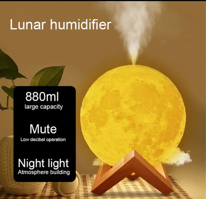 Moon Lamp Night Light with Mini USB Air Humidifier Aroma Diffuser 880ml Capacity, Colorful Lights, Aromatherapy & Humidification