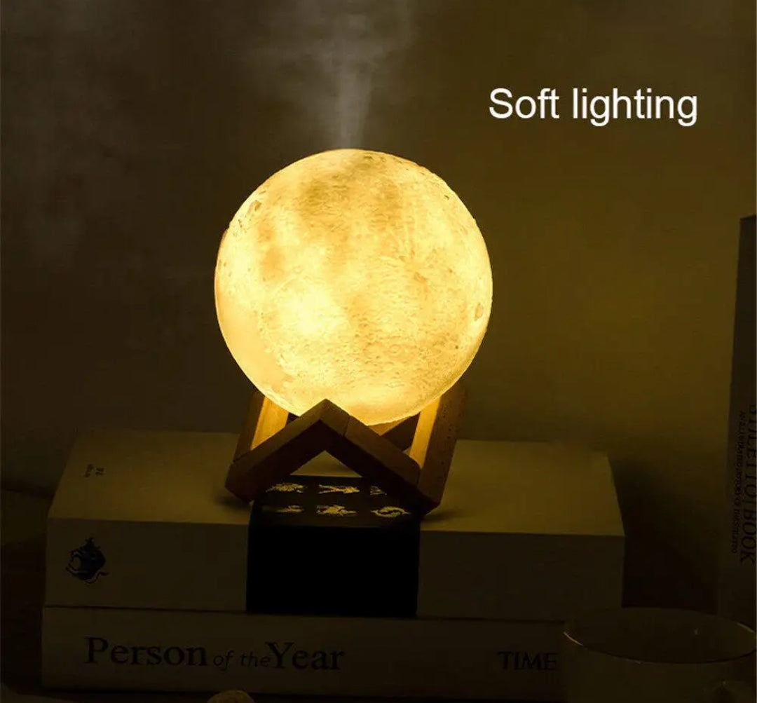 Moon Lamp Night Light with Mini USB Air Humidifier Aroma Diffuser 880ml Capacity, Colorful Lights, Aromatherapy & Humidification