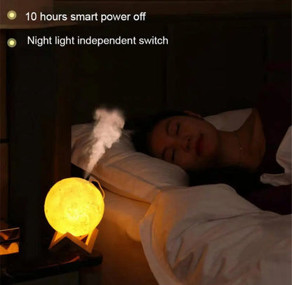 Moon Lamp Night Light with Mini USB Air Humidifier Aroma Diffuser 880ml Capacity, Colorful Lights, Aromatherapy & Humidification