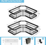 2 Pack Rustproof Shower Caddy Shelf No Drilling, Adhesive Wall Mounted Bathroom Organizer for Smooth Surfaces (Black & White)