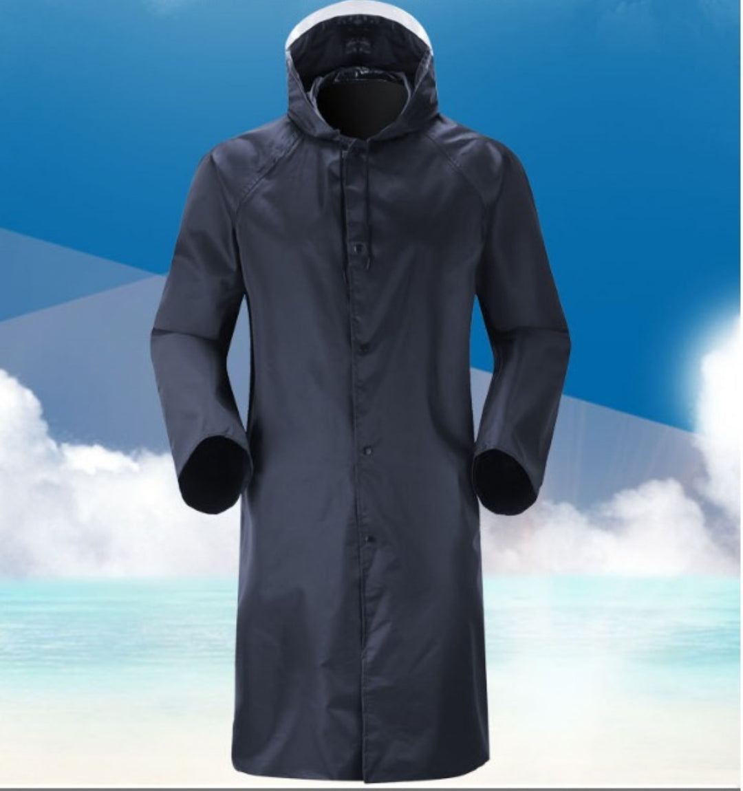 High Quality Adult Raincoat with Cap Unisex, 110cm Length, Fits Up to 120kgs