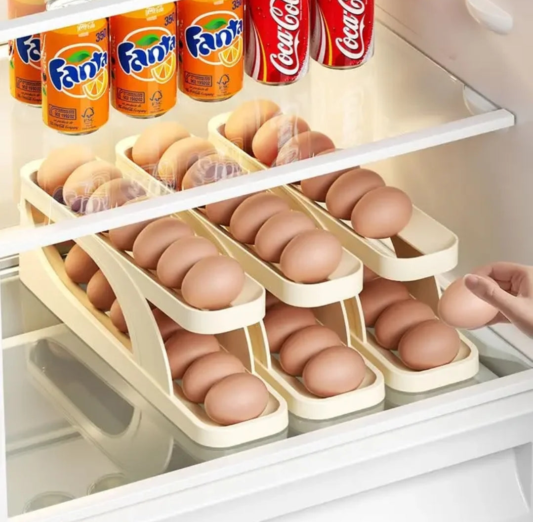 Space-Saving Egg Dispenser Holds Up to 14 Eggs, Durable Egg Holder for Kitchen Organization