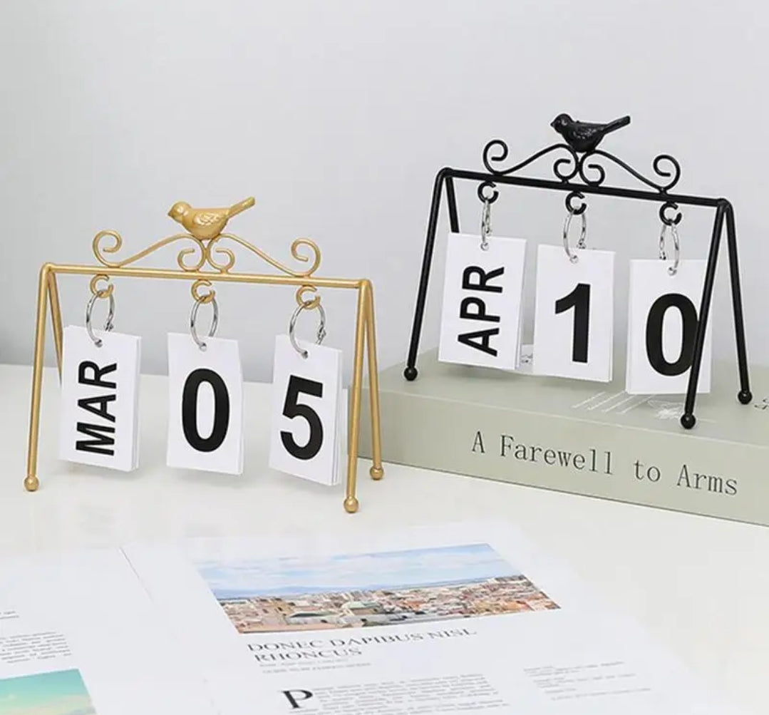 Elegant Desk Calendar Available in Black and Gold, Perfect for Home or Office Organization