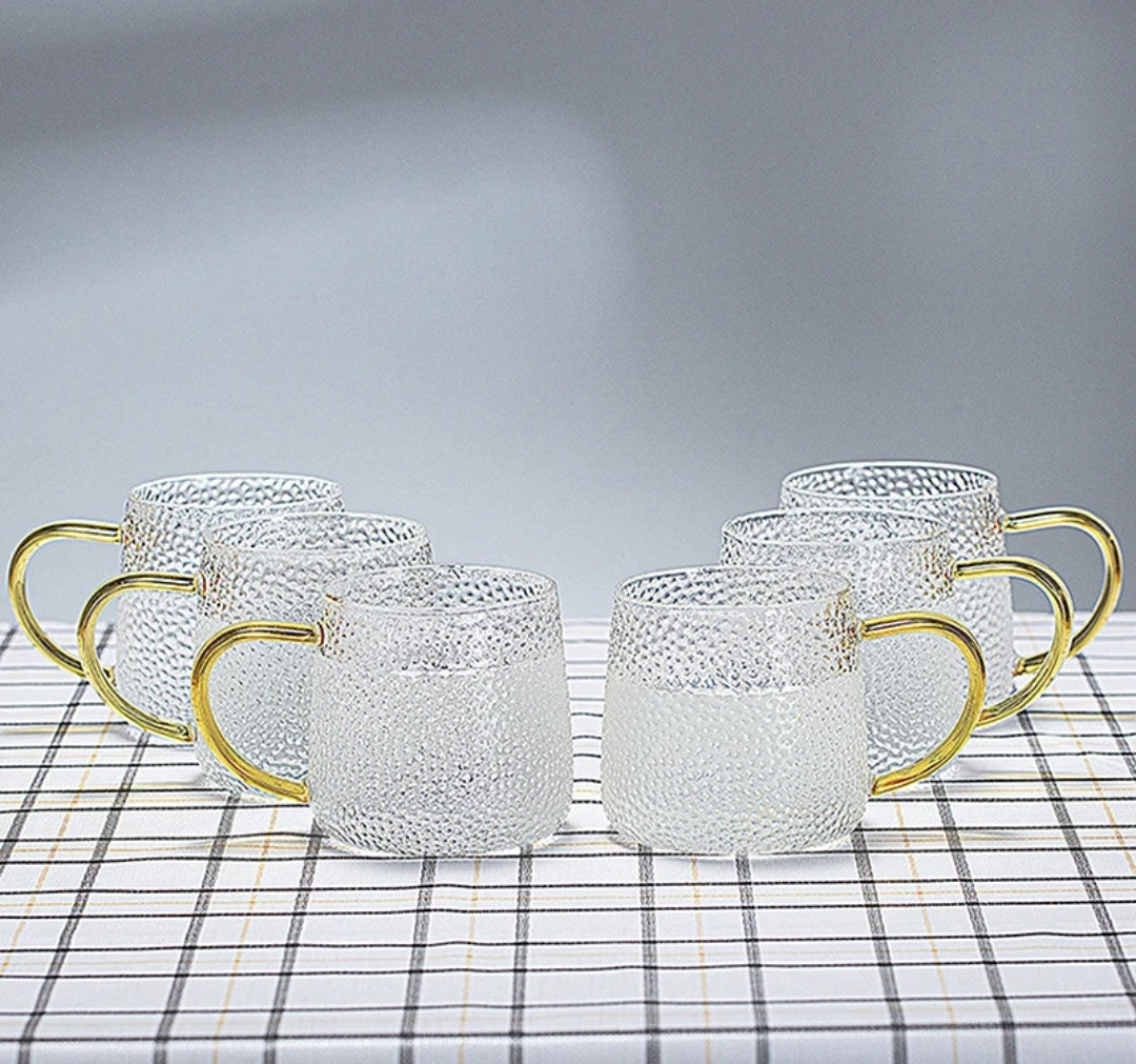 Snowflakes Borosilicate Glass Cups (2pcs) 400ml Stylish & Elegant Clear Cups for Hot Beverages