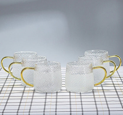 Snowflakes Borosilicate Glass Cups (2pcs) 400ml Stylish & Elegant Clear Cups for Hot Beverages