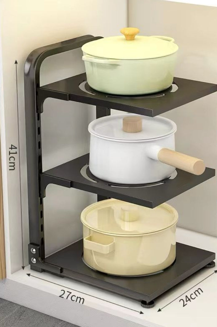 Adjustable Kitchen Storage Rack 3Tier & 4Tier, Carbon Black Steel, Freely Adjustable Shelving