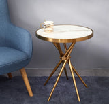 Modern Round Marble Top Coffee Table with Gold Metal Legs Elegant Accent Table for Living Room or Office