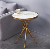 Modern Round Marble Top Coffee Table with Gold Metal Legs Elegant Accent Table for Living Room or Office