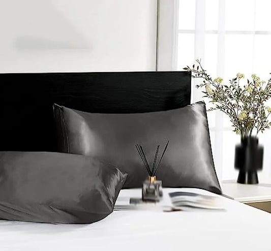 Satin Silk Bed Pillowcases Luxurious and Soft, 50x75cm, Available in Grey, Beige, Navy Blue, and Pink