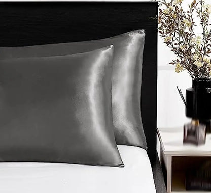 Satin Silk Bed Pillowcases Luxurious and Soft, 50x75cm, Available in Grey, Beige, Navy Blue, and Pink