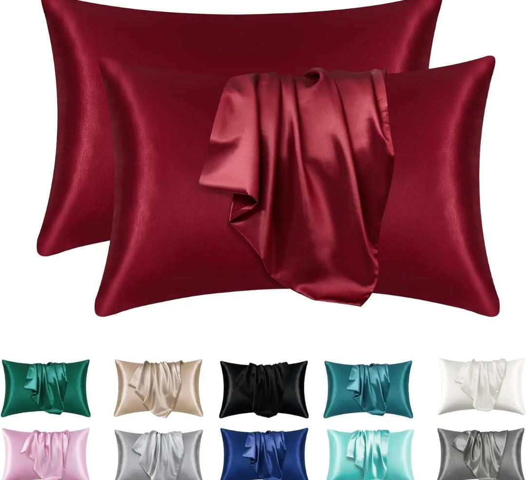 Satin Silk Bed Pillowcases Luxurious and Soft, 50x75cm, Available in Grey, Beige, Navy Blue, and Pink