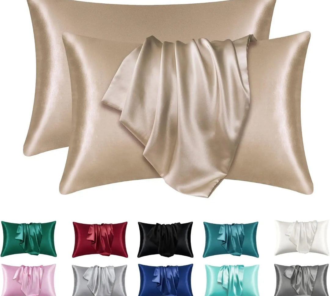 Satin Silk Bed Pillowcases Luxurious and Soft, 50x75cm, Available in Grey, Beige, Navy Blue, and Pink