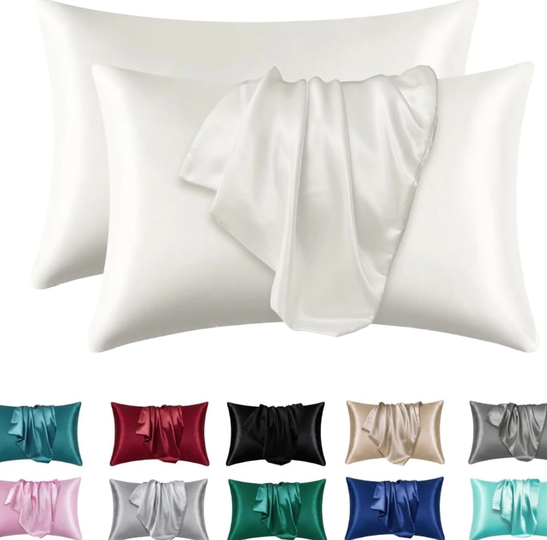 Satin Silk Bed Pillowcases Luxurious and Soft, 50x75cm, Available in Grey, Beige, Navy Blue, and Pink