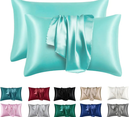 Satin Silk Bed Pillowcases Luxurious and Soft, 50x75cm, Available in Grey, Beige, Navy Blue, and Pink