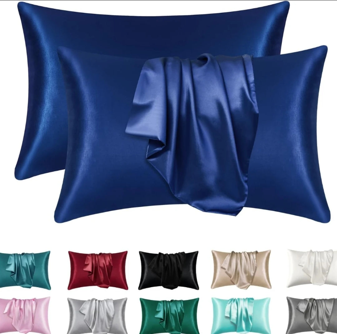 Satin Silk Bed Pillowcases Luxurious and Soft, 50x75cm, Available in Grey, Beige, Navy Blue, and Pink