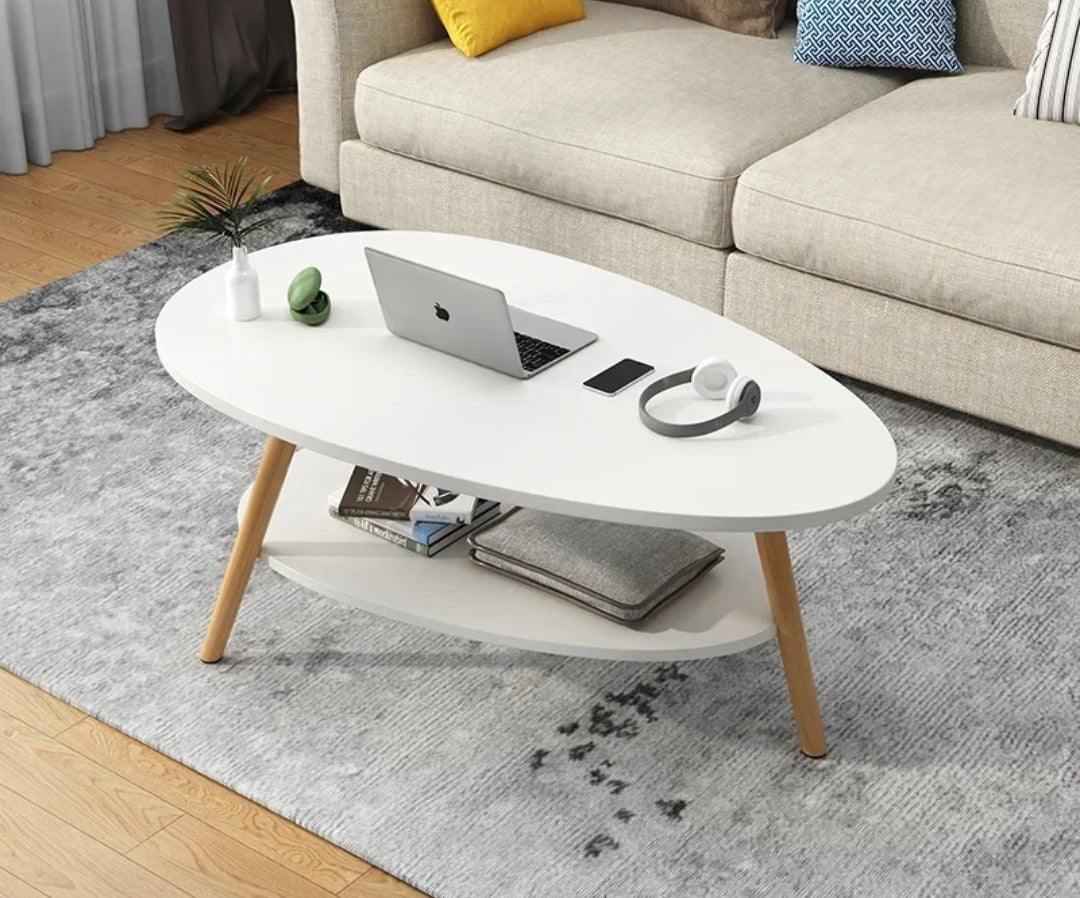 Modern Luxury Double Coffee Table  Creative Living Room Tea Table, Available in White & Yellow (90x50x42cm)