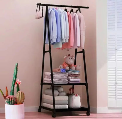 Multifunctional Cloth Rack Sturdy Garment Storage Organizer with Shelves, 55x42x160cm, Available in White & Black