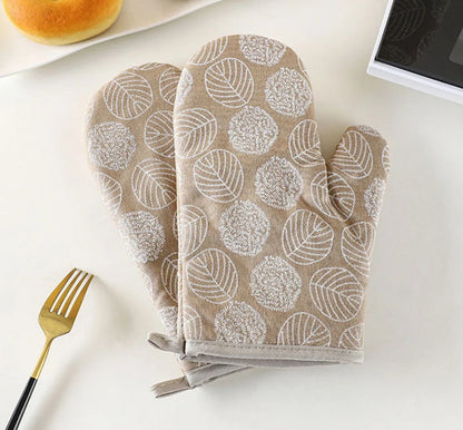 Insulated Cotton Kitchen Oven Gloves + Hand Mittens Heat Resistant Cooking Gloves, Available in 4 Colors