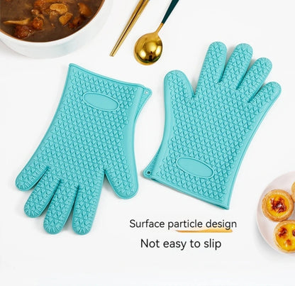 Heat Resistant Silicon Oven Gloves Non Slip Kitchen Mitts for Baking & Cooking, Light Green