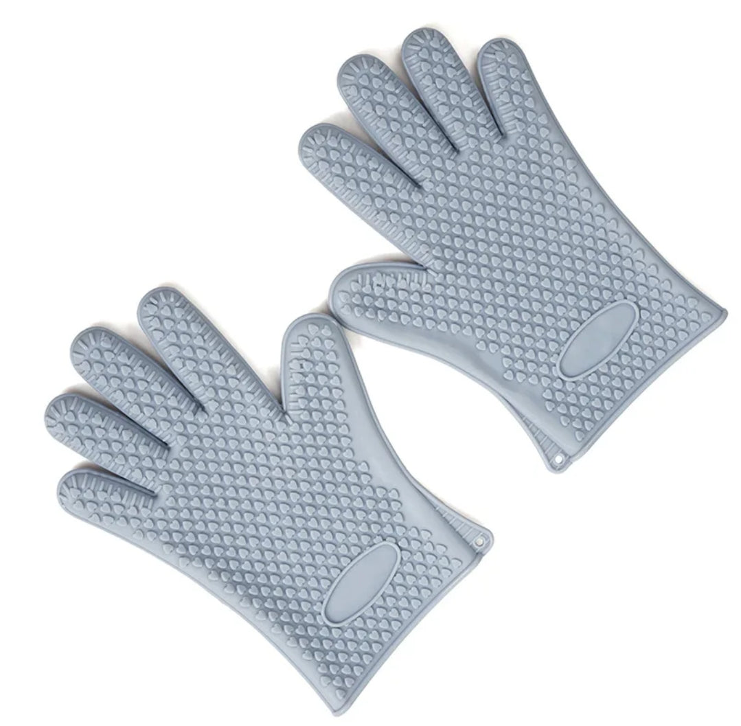 Heat Resistant Silicon Oven Gloves Non Slip Kitchen Mitts for Baking & Cooking, Light Green