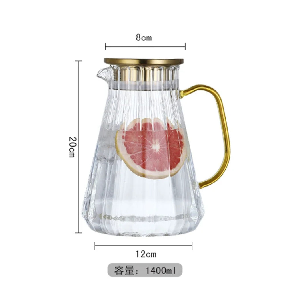 Glass Decanter Kettle Cups Set Large|Capacity Thermo Bottle for Coffee, Tea, Water, Juice, and Milk with Filter Jug