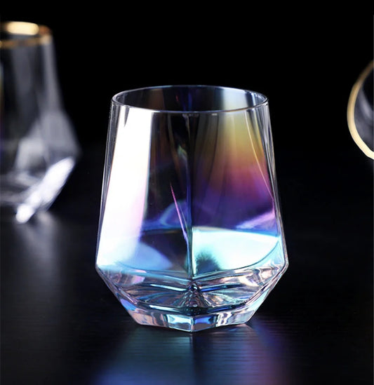 Hexagon Hue Rainbow Glass Set of 6 249ml Colorful Drinking Glasses for Water, Juice, and Cocktails