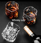 Irregular Shape Whiskey Glass Set Elegant Gold and Silver Rimmed Glasses (Set of 6)