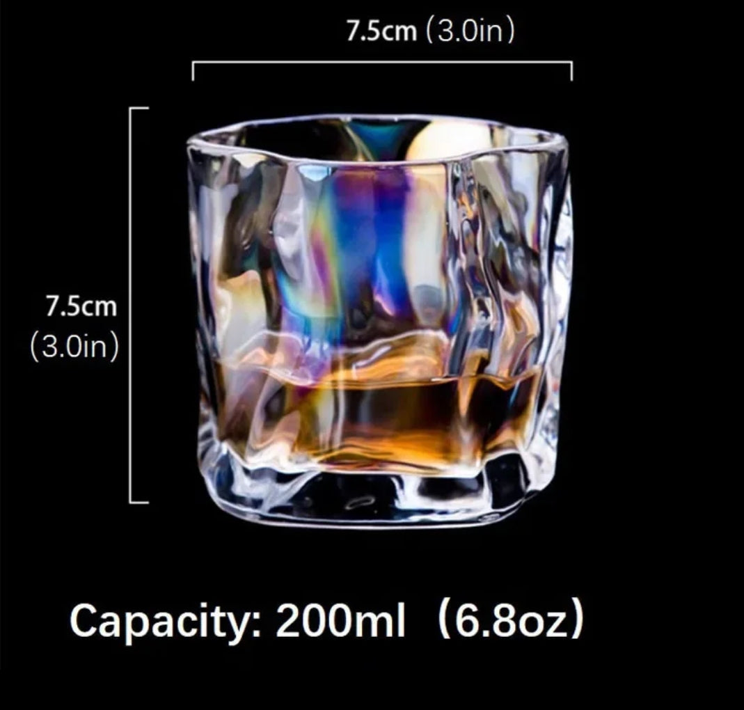 Irregular Shape Whiskey Glass Set Elegant Gold and Silver Rimmed Glasses (Set of 6)