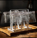 Elysia Stripped Crystal Whiskey Glasses Set of 6 Premium Glasses for Whiskey, Bourbon, and Cocktails