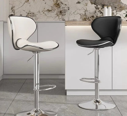 Modern Adjustable Swivel Counter Bar Stools with Padded Seat |Chrome Finish and White Faux Leather