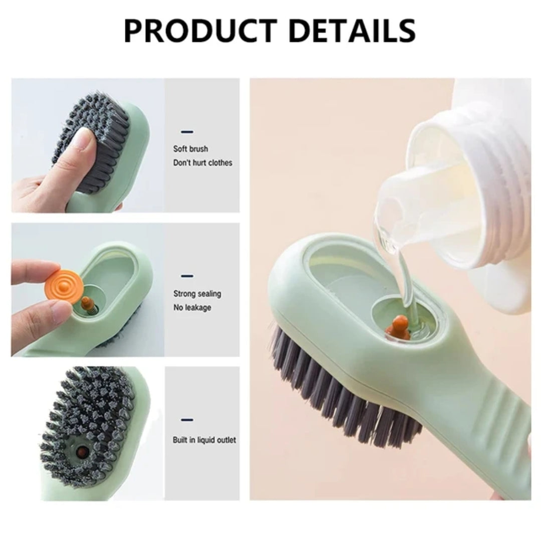 Multifunction Soft Bristled Cleaning Brush with Liquid Dispenser Shoe, Clothes, and Household Cleaning Tool