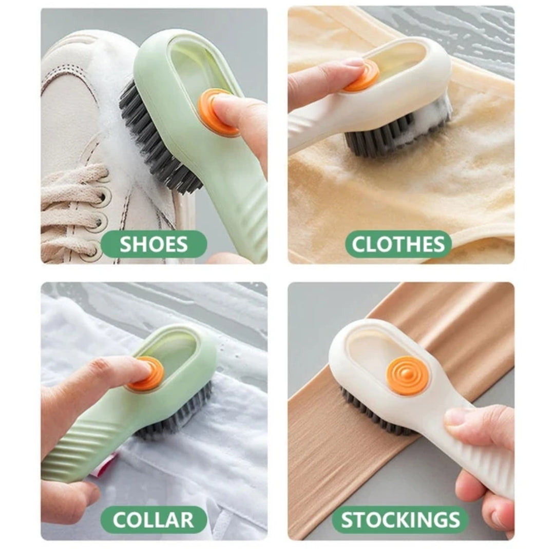 Multifunction Soft Bristled Cleaning Brush with Liquid Dispenser Shoe, Clothes, and Household Cleaning Tool